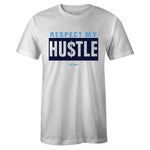 White Crew Neck RESPECT MY HUSTLE T-shirt To Match Air Jordan Retro 9 UNC Pearl Blue