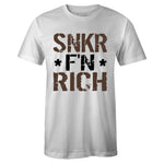 White Crew Neck SNKR F'N RICH T-shirt To Match Air Jordan Retro 1 Travis Scott