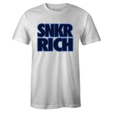 White Crew Neck SNKR RICH T-shirt To Match Air Jordan Retro 1 OG Obsidian UNC