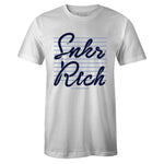 White Crew Neck SNKR RICH SR19 T-shirt To Match Air Jordan Retro 1 OG Obsidian UNC