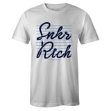 White Crew Neck SNKR RICH SR19 T-shirt To Match Air Jordan Retro 1 OG Obsidian UNC