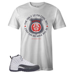 White Crew Neck TWELVE T-shirt To Match Air Jordan Retro 12 White Dark Grey